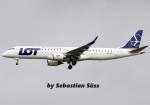 LOT Polish Airlines Embraer 190 on short final rwy 27 at Amsterdam.