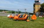 Gyrokopter mit Tower, am Flugplatz Freiburg, D-MDOA und D-MDOB, Juni 2018