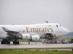 B744F Emirates Sky Cargo at DUS on Parking position V01 @ DUS 21.08.2012