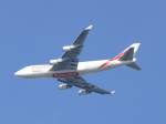 Boeing 747 von Emirates kurz nach dem Start von Lttich-Bierset ber Vis fotografiert.
