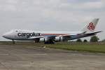 Cargolux B747-400F LX-SCV bei der Landung auf 21 in MST / EHBK / Maastricht am 27.06.2014