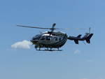 Der Polizeihubschrauber D-HTHD, Eurocopter EC 145 vor der Landung in Gera (EDAJ) am 30.5.2019