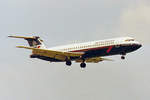 British Airways, G-BGKF, BAC One-Eleven 539, msn: 264,  County of Warwickshire , Juli 1990, ZRH Zürich, Switzerland.