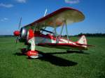 Boeing Stearman PT17,  Doppeldecker aus dem Jahr 1942,  gesehen in Tannheim Juli 2010