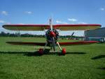 Boeing Stearman PT17,  Doppeldecker mit 9-Zyl.Sternmotor und 450PS,  Tannheim Juli 2010