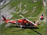 Am 26.07.2009 war dieser Rettungshubschrauber vom Typ Agusta A109 am Pilatus in der Schweiz im Einsatz.