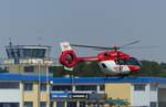 Deutsche Luftrettungsflugwacht DRF Christoph Thüringen, EC-145 T2, D-HDSU beim Start in Gera (EDAJ) am 26.7.2019