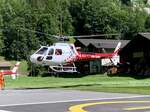 Air Glaciers, Ecureuil AS.350 B2, HB-ZAN, 18.6.22, Heliport Lauterbrunnen.