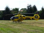 ADAC Luftrettung Christoph 70 aus Jena, Eurocopter EC-135 P2, D-HBLN beim Rettungseinsatz in Korbußen bei Gera am 12.7.2019
