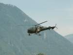 Schweizer Militrhelikopter Typ Alouette III auf dem Churer  Rossboden  29.08.08
