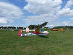 2 Vogt Lo 100, D-5793 und D-2027, Letov LF-107 Lunak am Segelflugstart der Vintage Aerobatic World Championship in Gera am 16.8.2019
