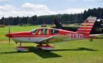 Socata TB-9 Tampico, D-EKTH, rollt auf dem Flugplatz Breitscheid zum Start - 21.08.2010