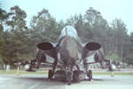 Saab J35 Draken in Frontansicht. Im Static Display anlässlich des 30jährigen Jubiläums der Canadian Air Force Base Baden-Söllingen. Aufnahme aus dem Juni 1983.