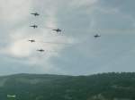 Die Patrouille Suisse an der GEHLA in Chur.Diese Figur nennt man GOAL(Tor)Im Hintergrund der Calanda.29.08.08