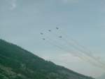 5 Maschinen der Patrouille Suisse vom Typ Northrop F5-Tiger II
anlsslich der Churer GEHLA am 29.08.08 im berflug vor dem Calanda.