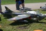 J-4026, Hawker  Hunter Mk.58  (30-Jahre Patrouille Souisse, Switzerland Air Force), 40-Jahre Jubilums-Airmeeting des DMFV (Deutscher Modellflieger Verband) auf dem Flugplatz der Fa.  GROB AIRCRAFT  am 07.07.2012 

