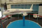 Das neuste russische Mittelstreckenflugzeug Sukhoi Superjet-100 als Modell. Der Superjet-100 gilt als groe Hoffnung der russischen Flugzeugindustrie und ist das erste grundstzlich neue Zivilflugzeug, das in Russland nach dem Zerfall der Sowjetunion (1991) entwickelt wurde. Die Maschine soll die veralteten Tu-134 und Jak-42 ersetzen. Foto: ILA 2008, 30.05.2008  

