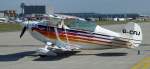  G-CFIJ . Christen Eagle II. Zweisitziges kunstflugfhiges Leichtflugzeug, (Doppeldecker); 4-Zylinder Boxermotor, Lycoming AEIO-360-A1D; mit 200PS (?). Es gibt Maschinen mit Leistungsgesteigerten Motoren von 300PS und mehr. Vmax.295km/h. (s.a. www.flight-training-wendt.de). Foto: ILA Berlin 2012 