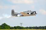 Die North American T-28C Trojan D-FUMY beim Start auf der ILA Berlin 2014 aufgenommen am 24.05.14