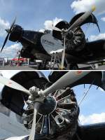 Einer alten Dame unter die Motorverkleidung gesehen. JU52/3m. (D-CDLH) (historisch:D-AQUI). Baujahr 1936; 3 Neunzylinder-Sternmotore Pratt&Whitney; Vmax 250km/h. Foto:25.05.2014, ILA Berlin 