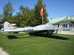 De Havilland DH-100  Vampire ,  die Schweiz baute ab 1957 103 Stück von diesem engl.Düsenjäger in Lizenz,  hatte 1976 noch 35 Stück davon im Dienst