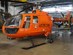 Hubschrauber Bölkow Bo 105, Baujahr 1974, 2 Allison 250-C Triebwerke, Kennung D-HDEG, Luftfahrtmuseum Wernigerode (23.03.2024) 
