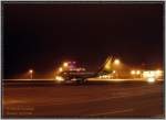 Ein Germanwings A319 abends auf dem Flughafen Dresden. 02.02.06