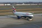 British Airways A 319-131 G-EUOH beim Pushback am 05.12.2009 auf dem Flughafen Berlin-Tegel