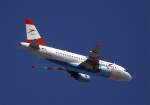 A319 der Austrian im Landeanflug auf die Piste 11 des Flughafen Wien Schwechat (VIE), aufgenommen in ca. 6000ft ber Wien Steinhof