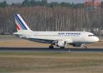 Air France A 319-111 F-GRXM nach der Landung in Berlin-Tegel am 03.04.2010