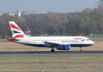 British Airways A 319-131 G-EUPZ nach der Landung in Berlin-Tegel am 03.04.2010