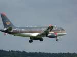 Royal Jordanian Airbus A319-132 vor der Landung auf RW 14 (5.9.10).