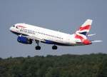 British Airways A 319-131 G-EUOD beim Start in Berlin-Tegel am 31.07.2010