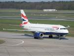 British Airways A 319-131 G-EUOD bei der Ankunft in Berlin-Tegel am 16.04.2011