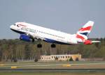 British Airways A 319-131 G-EUOD beim Start in Berlin-Tegel am 16.04.2011