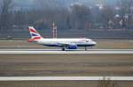 Der British Airways Airbus A 319 G-EUPS beim Start in München am 08.04.13