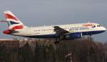 British Airways,G-EUOG,(c/n1594),Airbus A319-131,02.02.2014,HAM-EDH,Hamburg,Germany