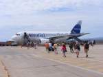 Airbus A 319, HC-CKL, Aerogal, Airport Baltra (GPS), 19.3.2014