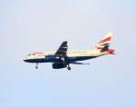 British Airways mit Airbus A319-131 G-EUOG beim Landeanflug zum Flughafen Berlin Tegel, 23.12.08 Berlin-Pankow. 