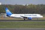 Thomas Cook Airlines Belgium A 320-214 OO-TCI nach der Landung in Berlin-Tegel am 21.04.2011