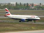 British Airways A 320-232 G-EUUX bei der Ankunft in Berlin-Tegel am 07.05.2011