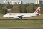 Qatar Airways A 320-232 A7-AHO nach der Landung in Berlin-Tegel am 15.10.2011
