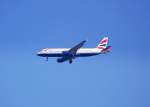 British Airways mit Airbus A 320-211 G-BUSH beim Landeanflug zum Flughafen Berlin Tegel, 08.05.08 Berlin-Pankow.