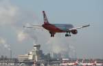 Air Berlin A 320-214 D-ABFL kurz vor der Landung in Berlin-Tegel am 09.03.2012