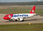Edelweiss Air A 320-214 HB-IHY bei der Ankunft in Berlin-Tegel am 21.04.2012