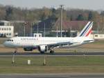 Air France A 320-211 F-GJVB nach der Landung in Berlin-Tegel am 21.04.2012