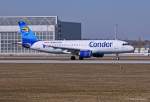 Condor Berlin, D-AICE, A320-212 beim Start in MUC nach Arrecife (ACE) 16.03.2013