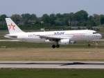 German Star Airlines A-320 D-AXLA kurz vorm Touchdown auf 05R in DUS / EDDL / Düsseldorf am 01.05.2007
