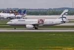 Aegean Airlines, SX-DVU  Pheidias , A320-232 beim Start in MUC nach Thessaloniki (SKG) 14.05.2013 Die Maschine trgt backbord die Aufschrift  Discover the new Acropolis museum .