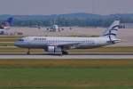 Aegean Airlines, SX-DVK, A320-232 bei der Landung in MUC aus Thessaloniki (SKG) 01.07.2013